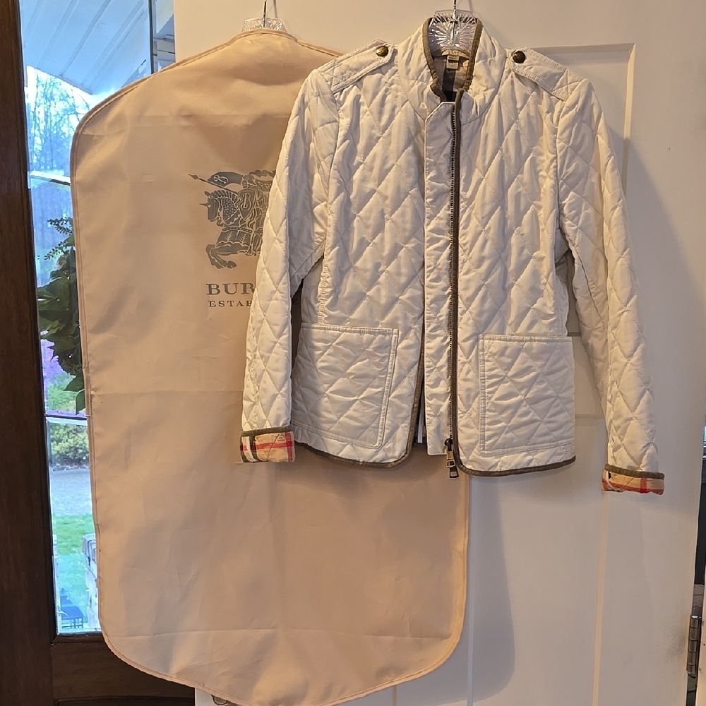 Burberry White Quilted Puffer Jacket